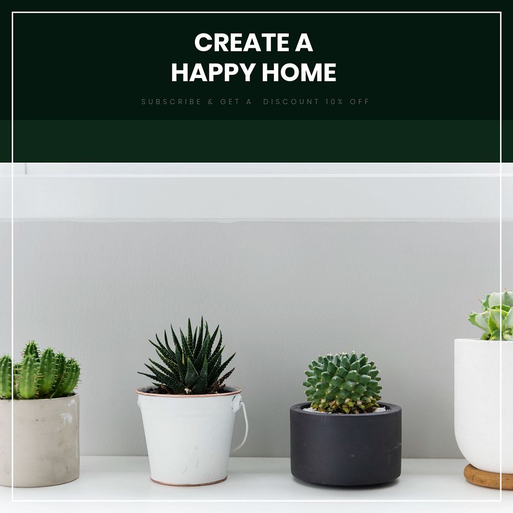 Happy home Facebook post template, editable text