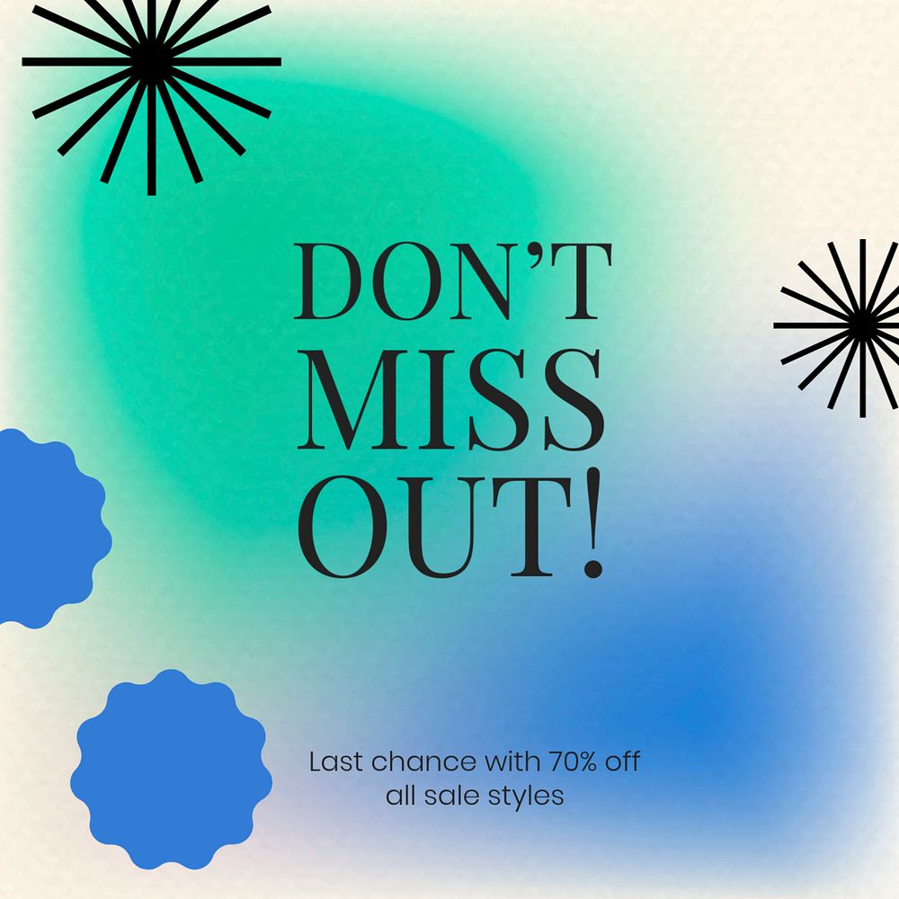 Clearance sale Instagram post template, colorful design