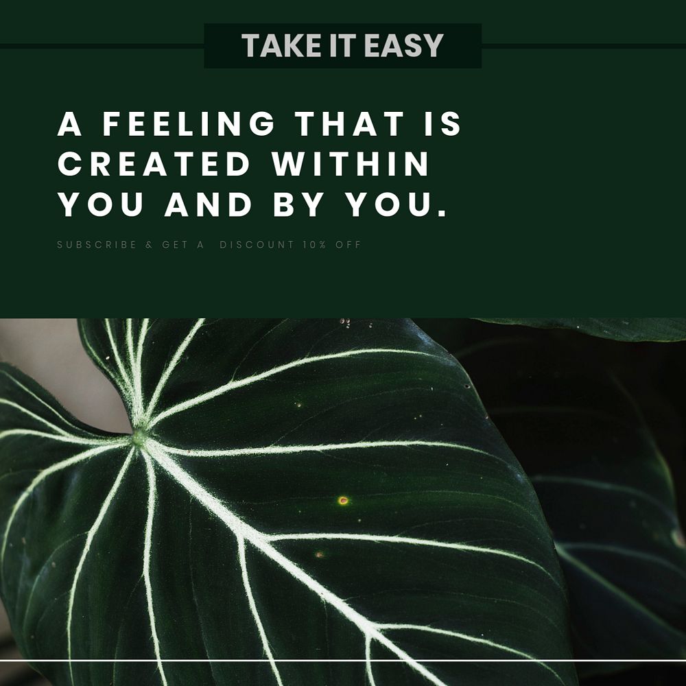 Plant aesthetic Instagram post template, monstera leaf