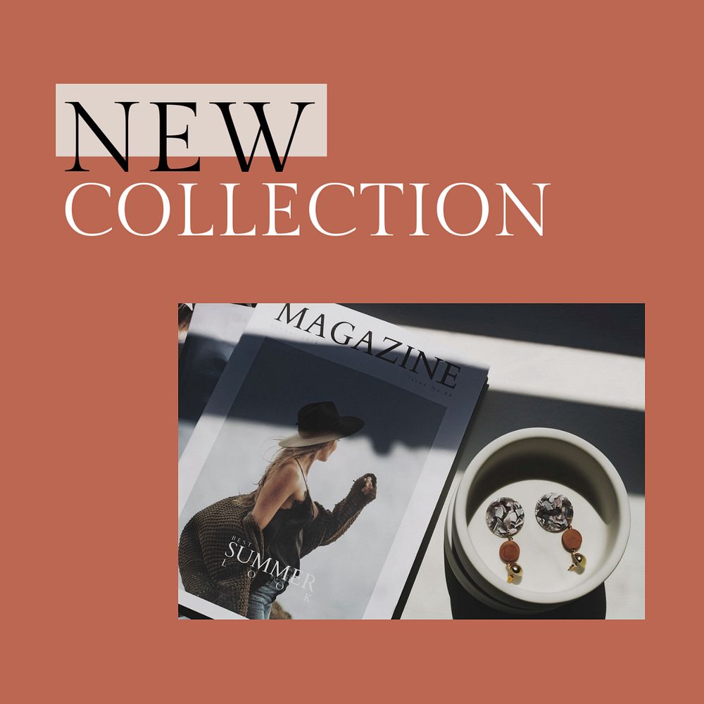 New collection Instagram post template, fashion branding ad