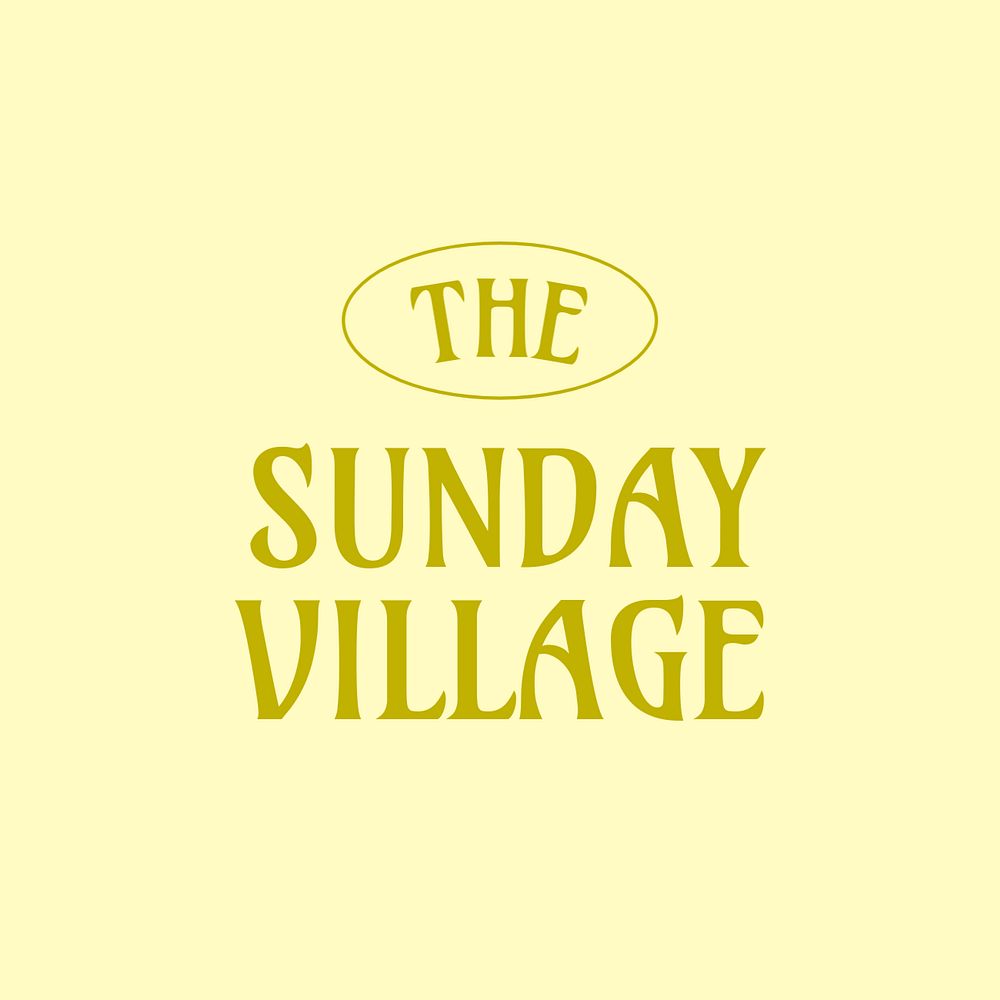 Yellow retro editable logo template, Sunday Village text