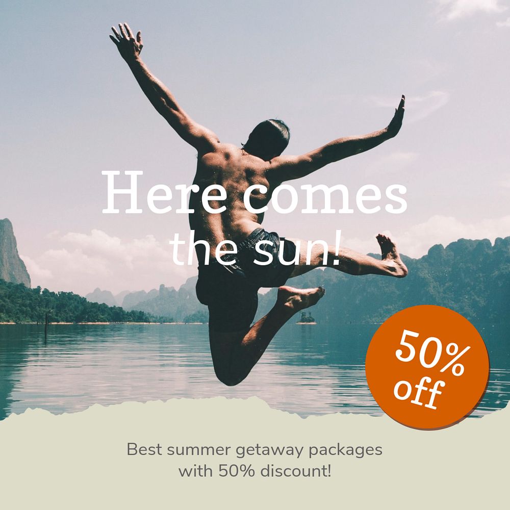 Travel agency Instagram post template, Summer trip ad