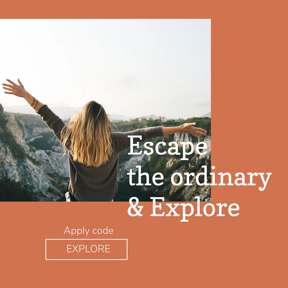 Escape ordinary Instagram post template, travel ad