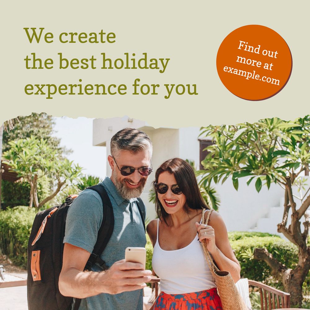 Travel agency Instagram post template, business ad