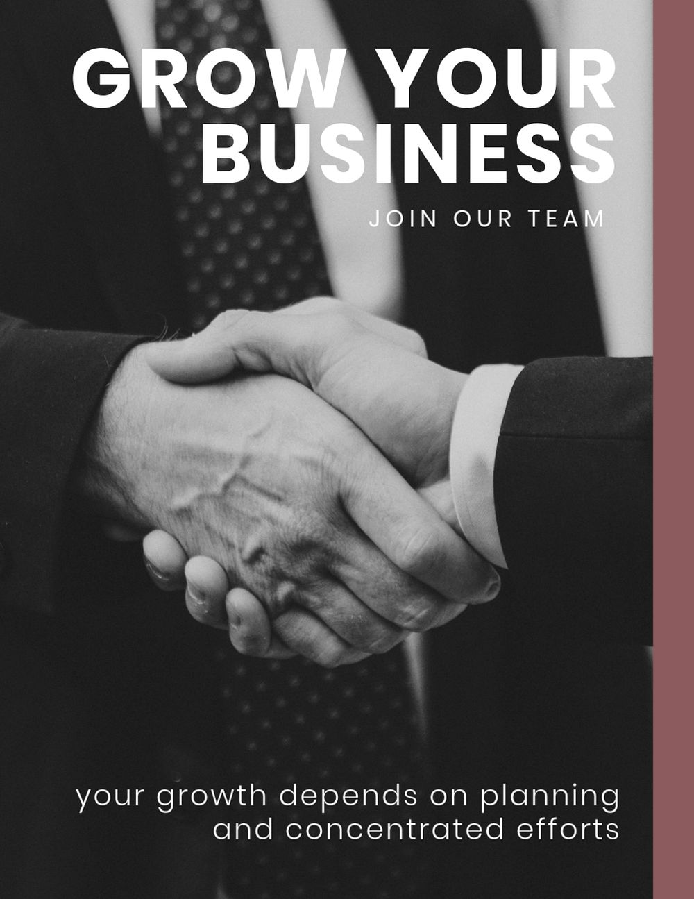 Business growth flyer editable template, men shaking hands