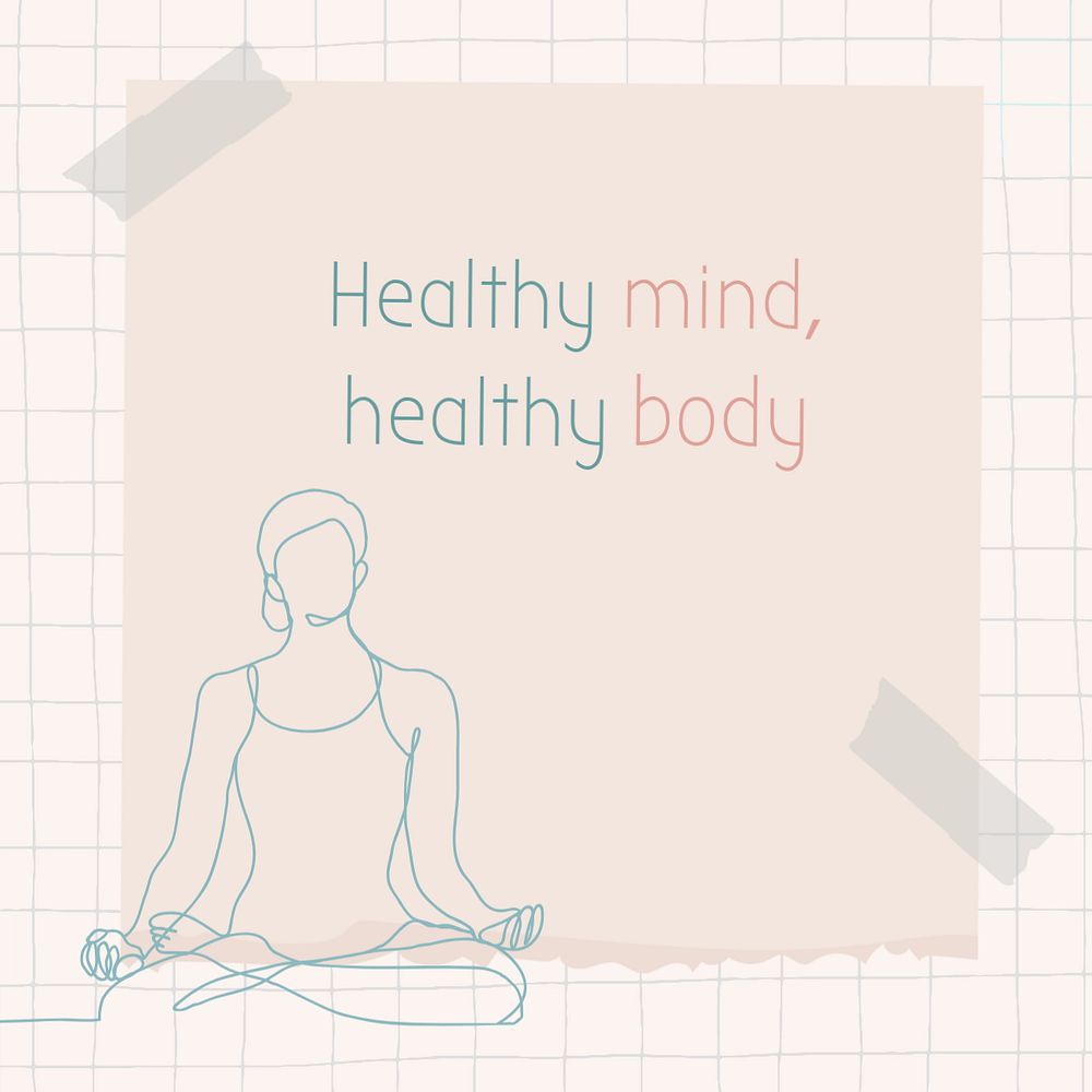 Mindfulness Instagram post template, yoga line art design