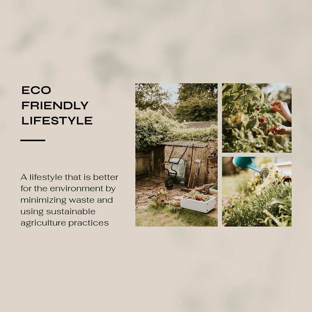 Eco-friendly lifestyle Instagram post template, editable brown design