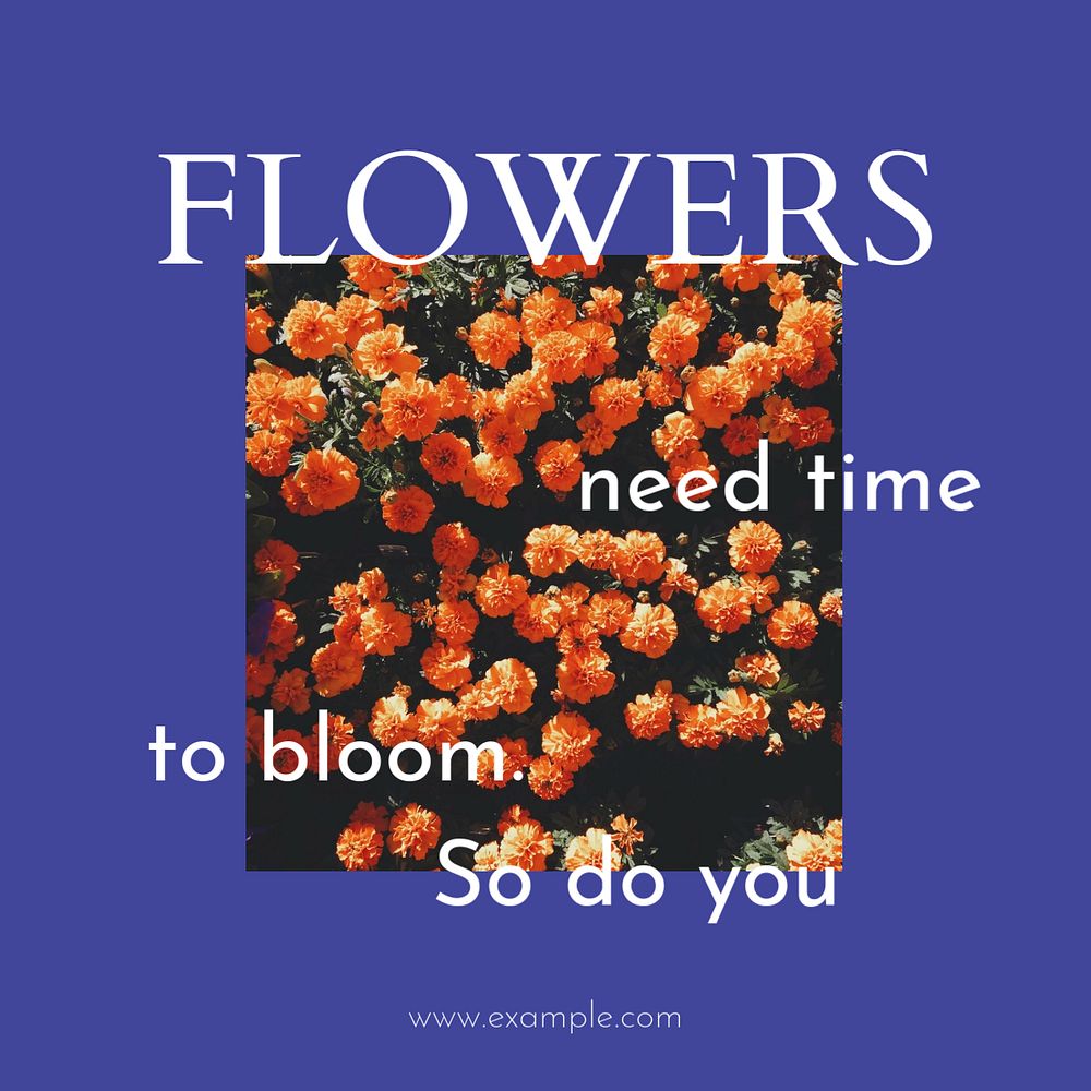 Flowers quote Instagram post template, editable design