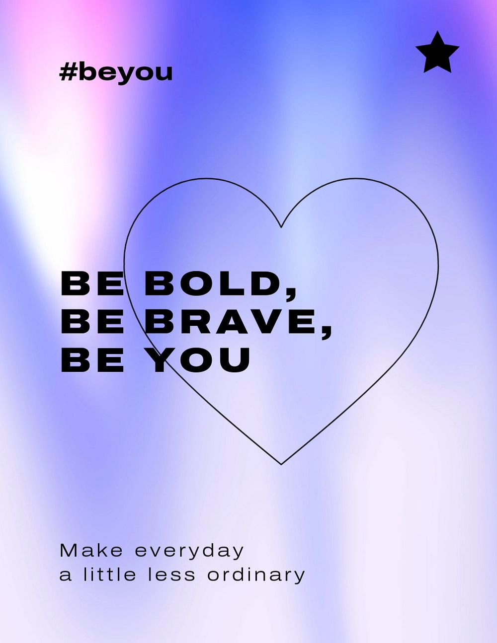 Be yourself editable flyer template, purple design
