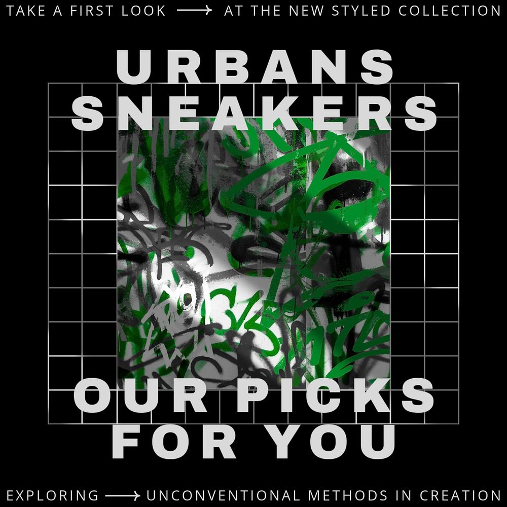 Street graffiti Instagram post template, green abstract design