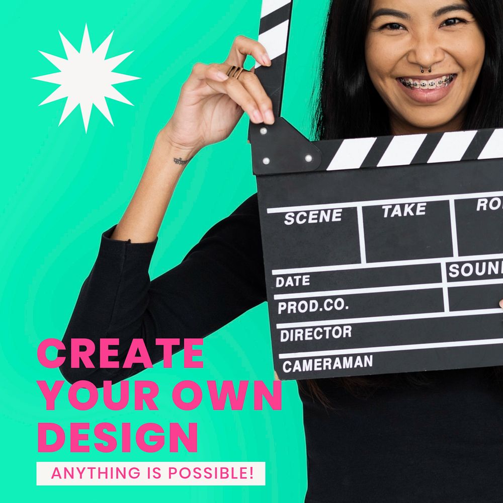 Green Memphis Instagram post template, create your own design