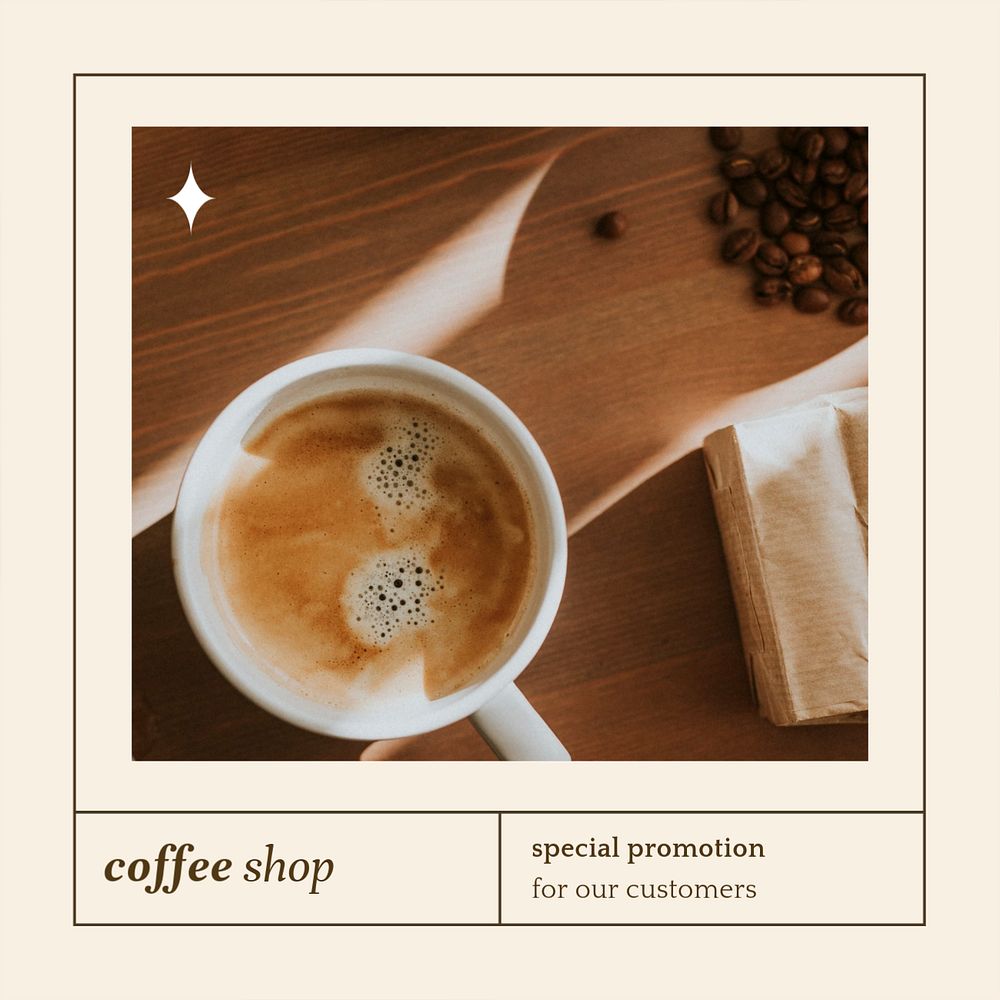 Cafe promotion Instagram post template, customizable design