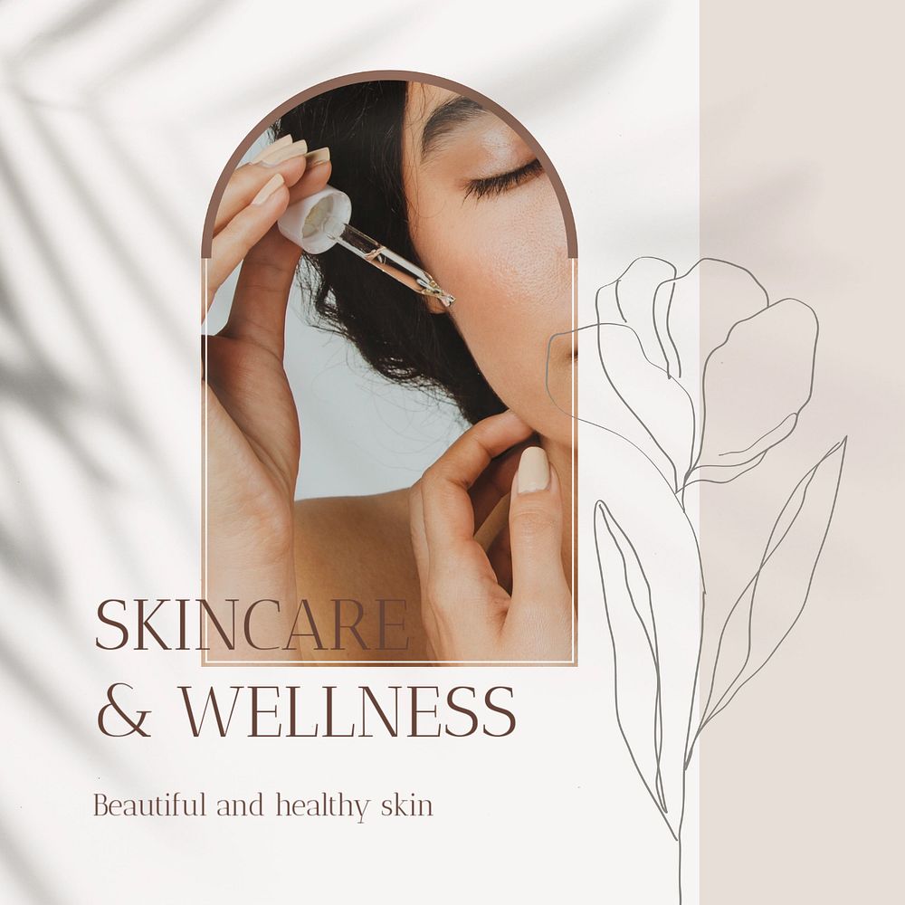 Skincare minimal instagram post template, organic, editable text