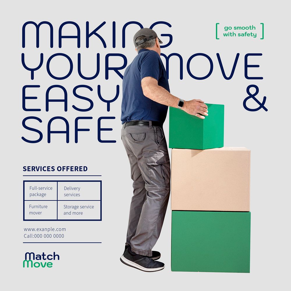 Moving service Instagram post template, editable design