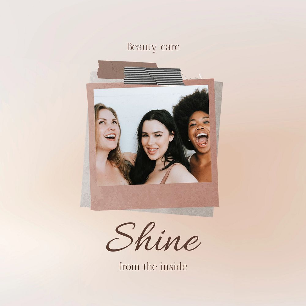 Beauty brand instagram post template, pink aesthetic, editable text