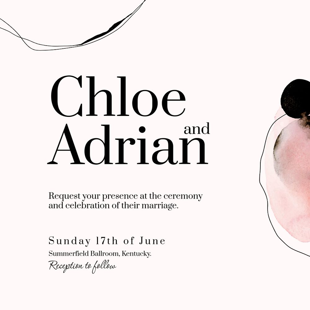 Wedding party Instagram post template, editable text 