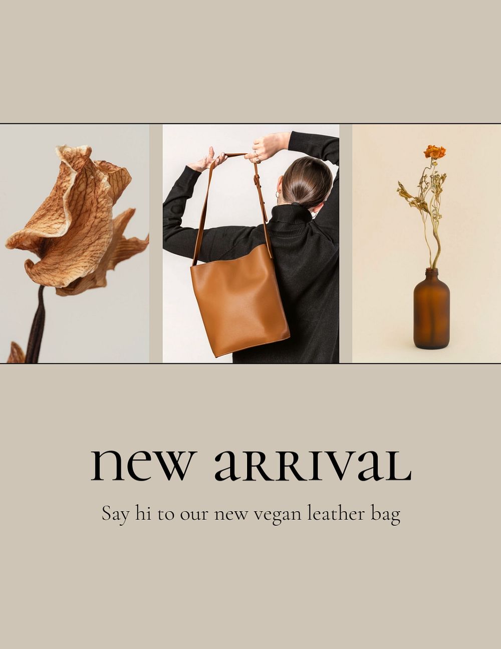 Vegan fashion flyer template, editable brown design