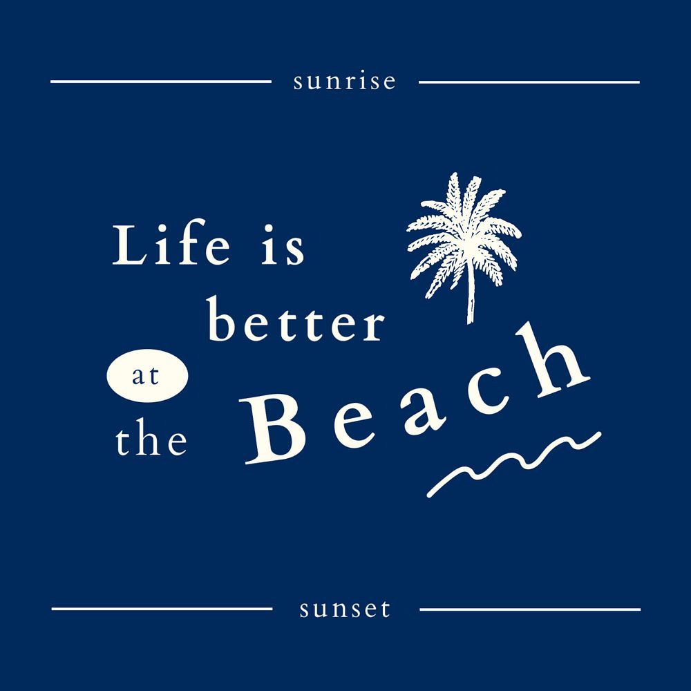 Beach quote Instagram post template, editable text