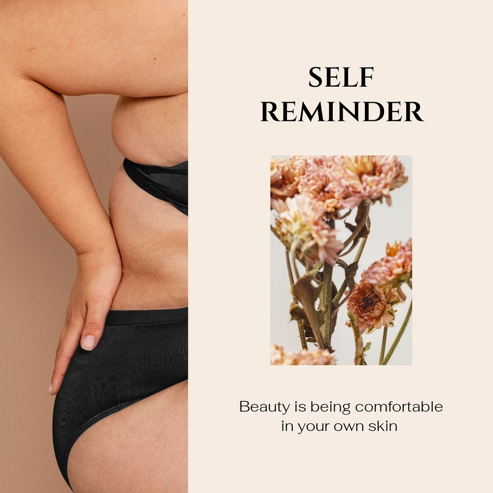 Body positive Instagram post template, editable brown design