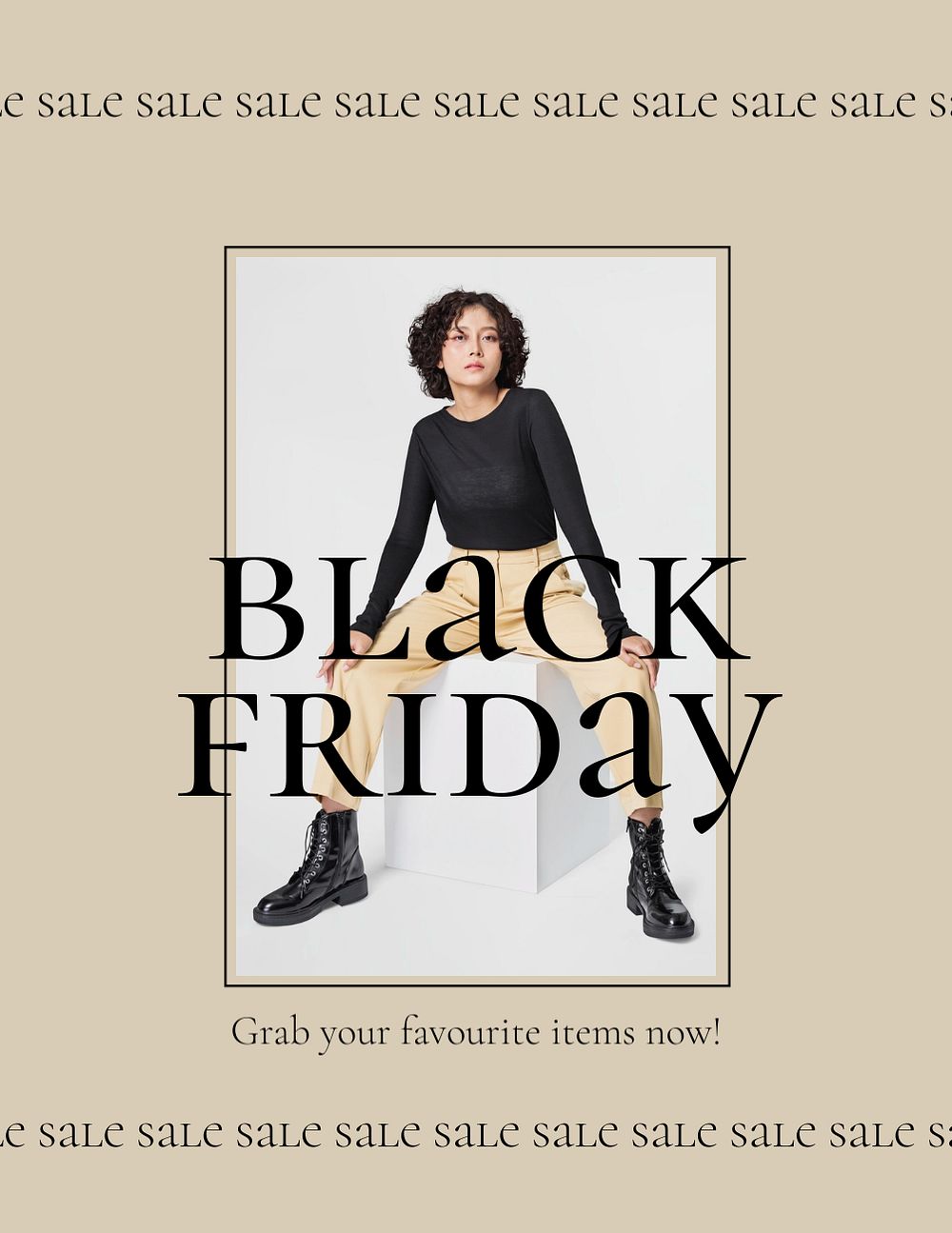 Black Friday flyer template, editable brown design