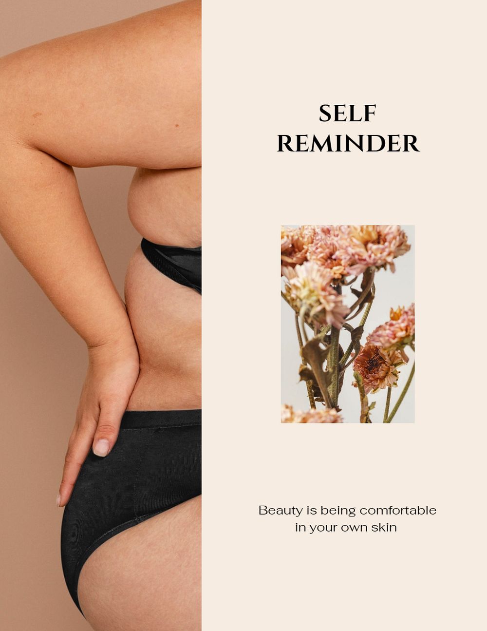 Body positive flyer template, editable brown design