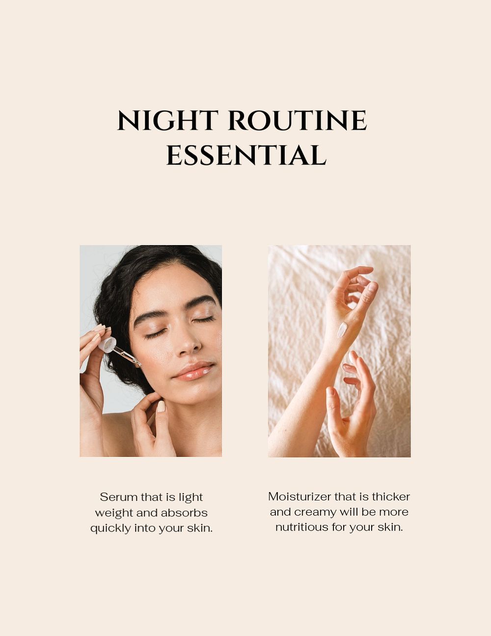 Skincare routine flyer template, editable brown design