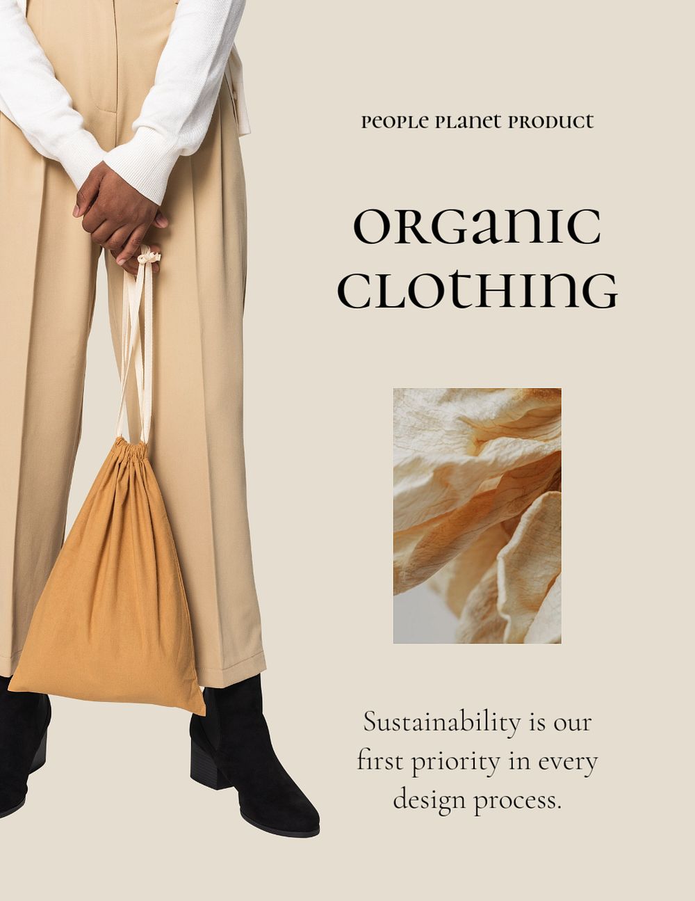 Organic clothing flyer template, editable brown design