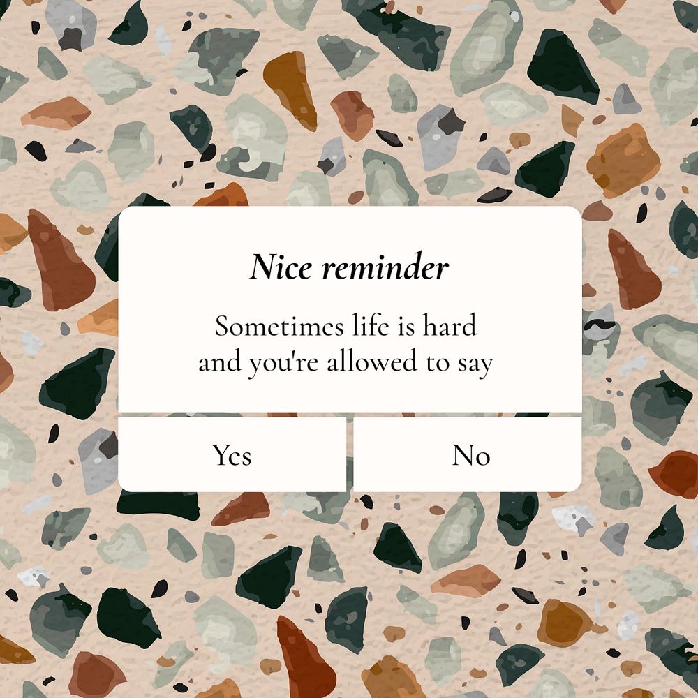 Positive reminder instagram post template, terrazzo design, editable text