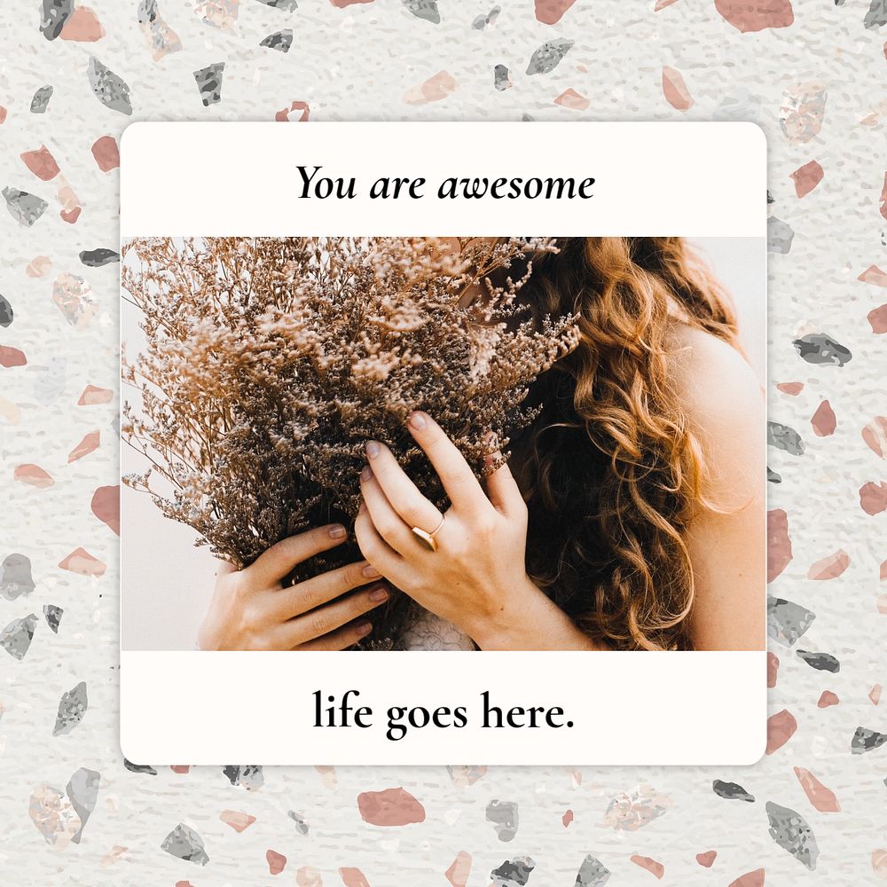 Positive quote instagram post template, terrazzo design, editable text