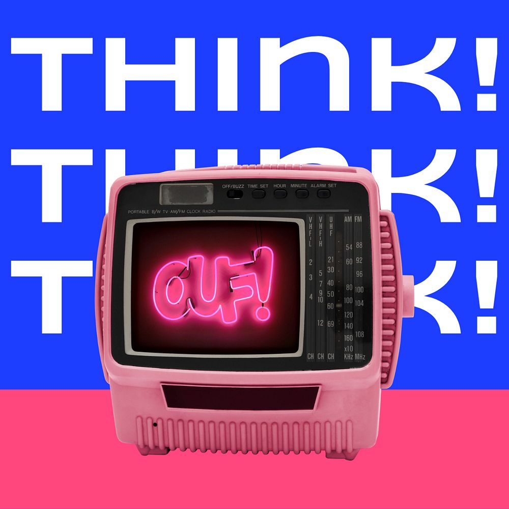 Retro television Instagram post template, pink aesthetic