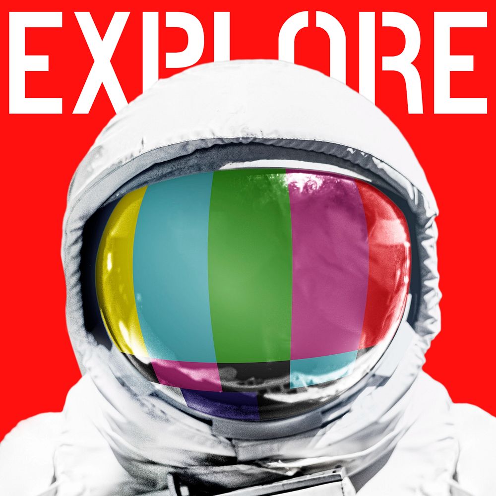Astronaut aesthetic Instagram post template, red design