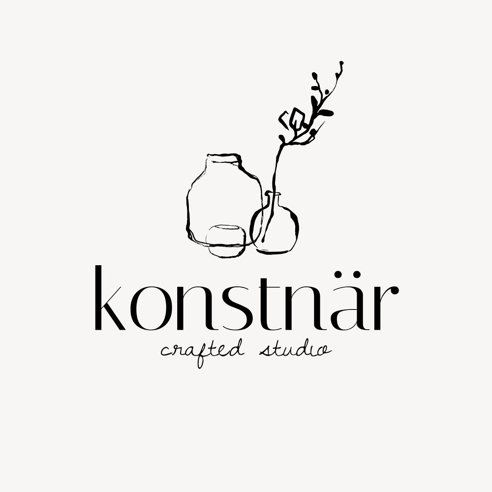 Pottery shop business logo template, minimal design