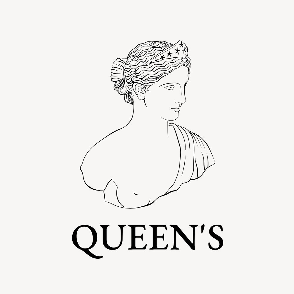 Greek Goddess business logo template, vintage line art