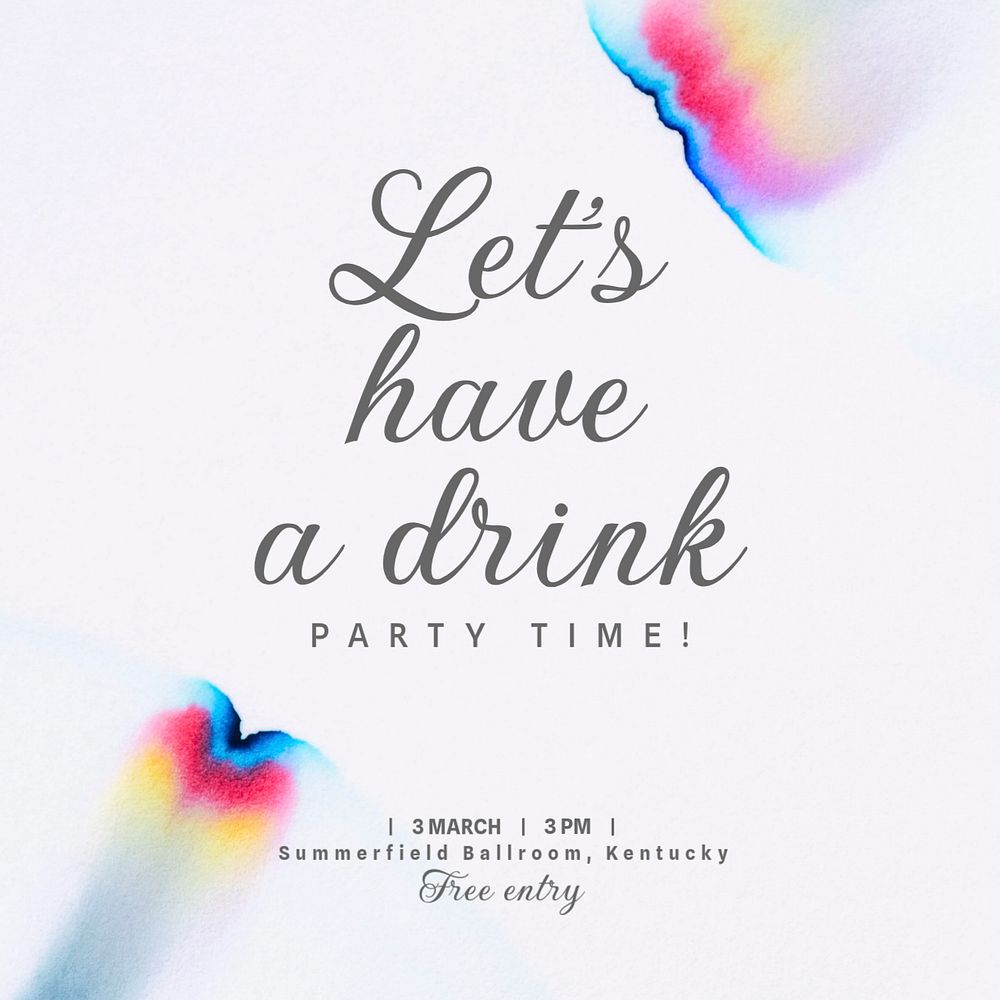 Cocktail party Instagram post template, editable text 