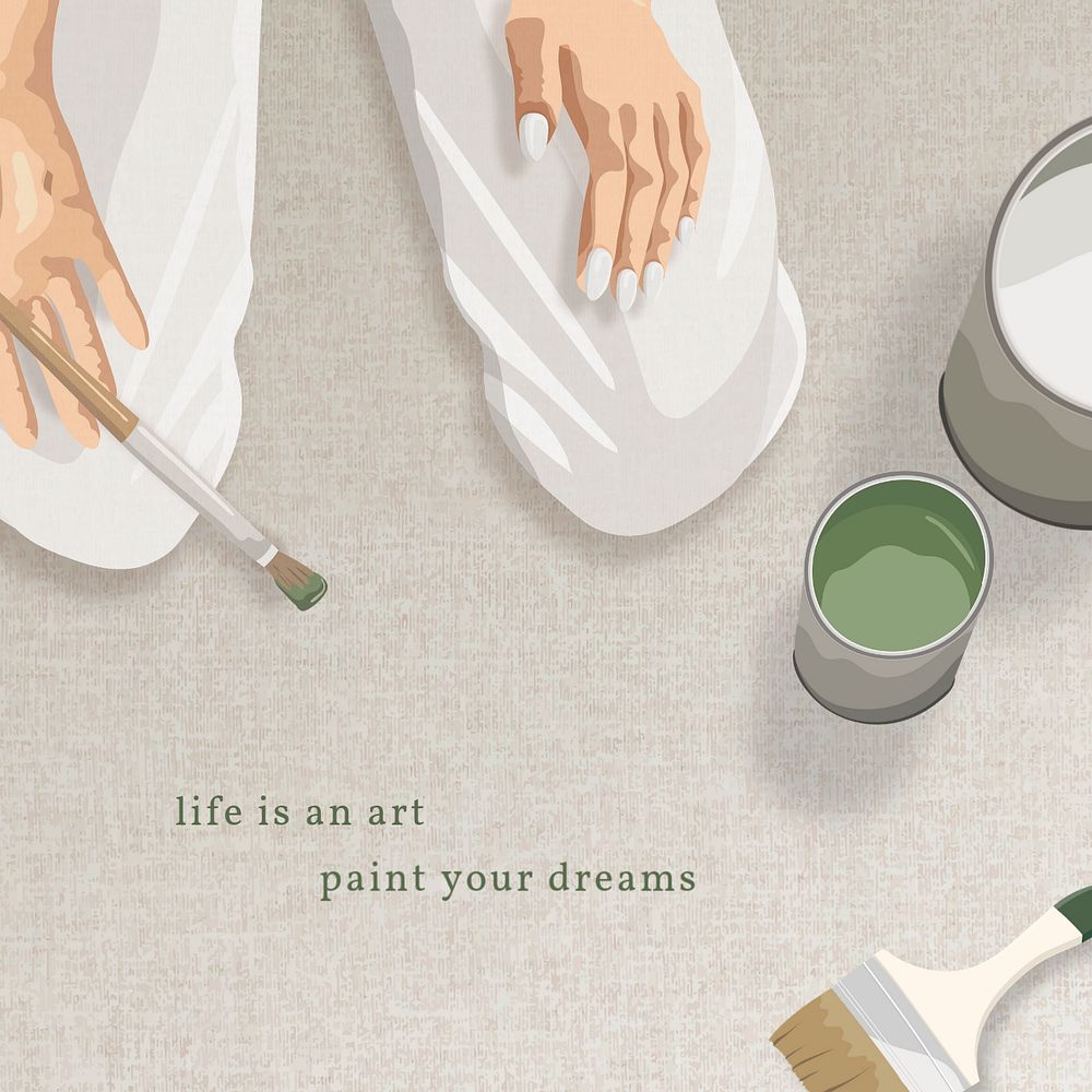 Artist painting Instagram post template, hobby illustration