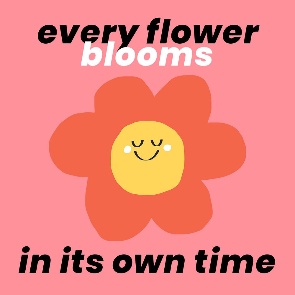 Encouragement quote instagram post template, cute emoji doodle, editable text