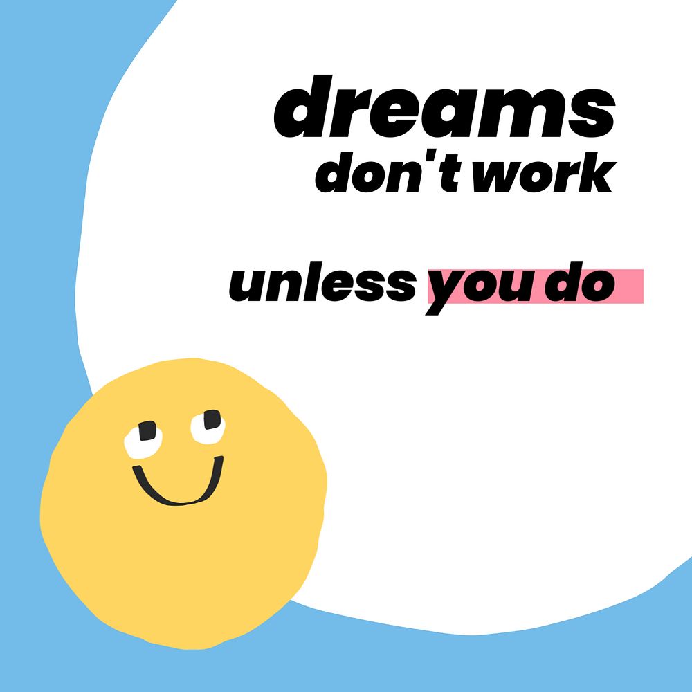 Positive quote instagram post template, colorful doodle, editable text