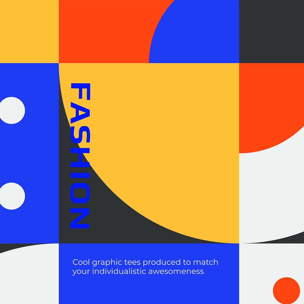 Bauhaus fashion Instagram post template, retro pattern design