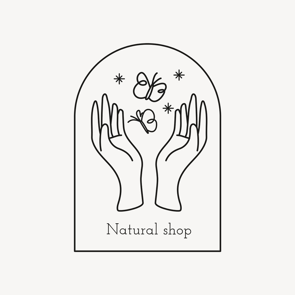 Aesthetic hands logo template, minimal line art