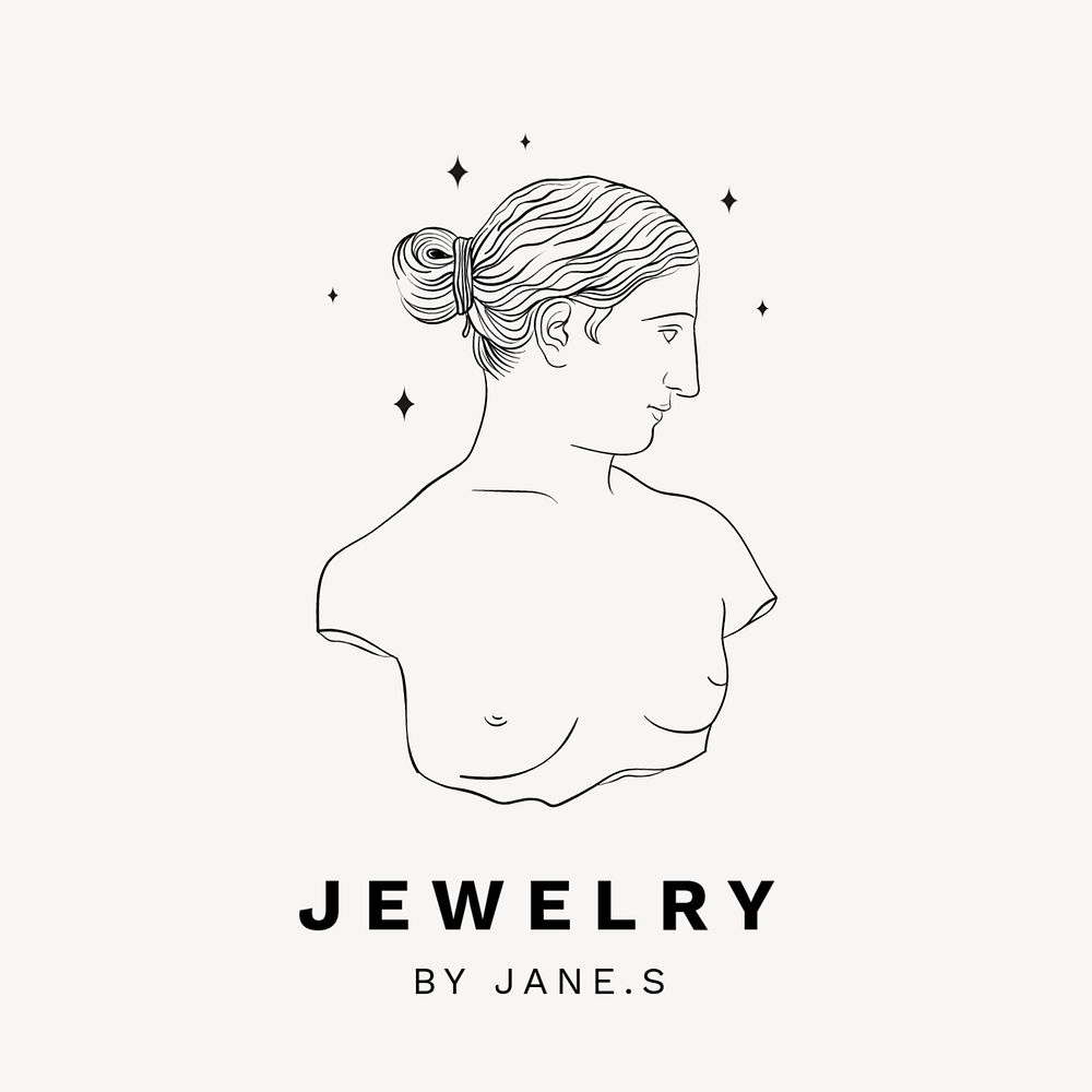 Greek Goddess business logo template, vintage line art