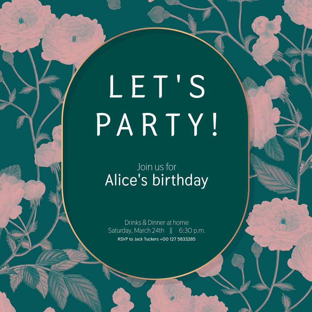 Birthday party Instagram post template, editable text 