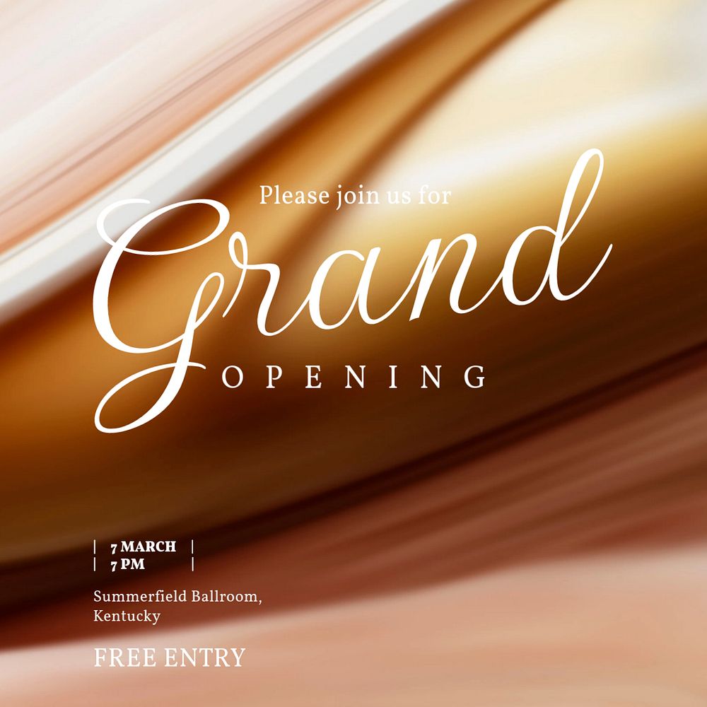 Grand opening Instagram post template, editable text 