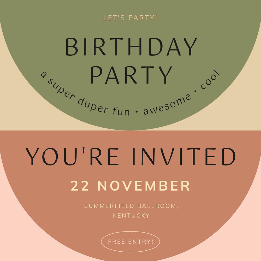 Birthday party Instagram post template, editable text 