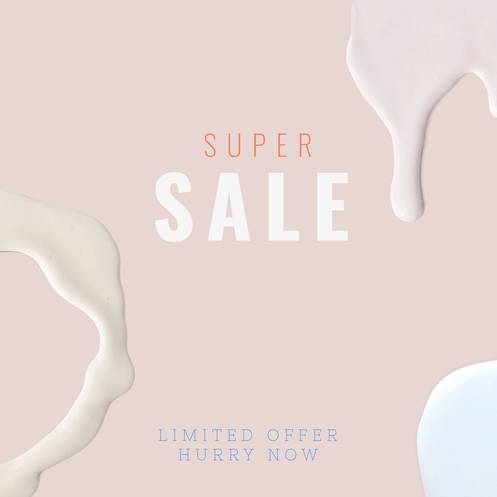 Super sale Instagram post template, feminine editable design