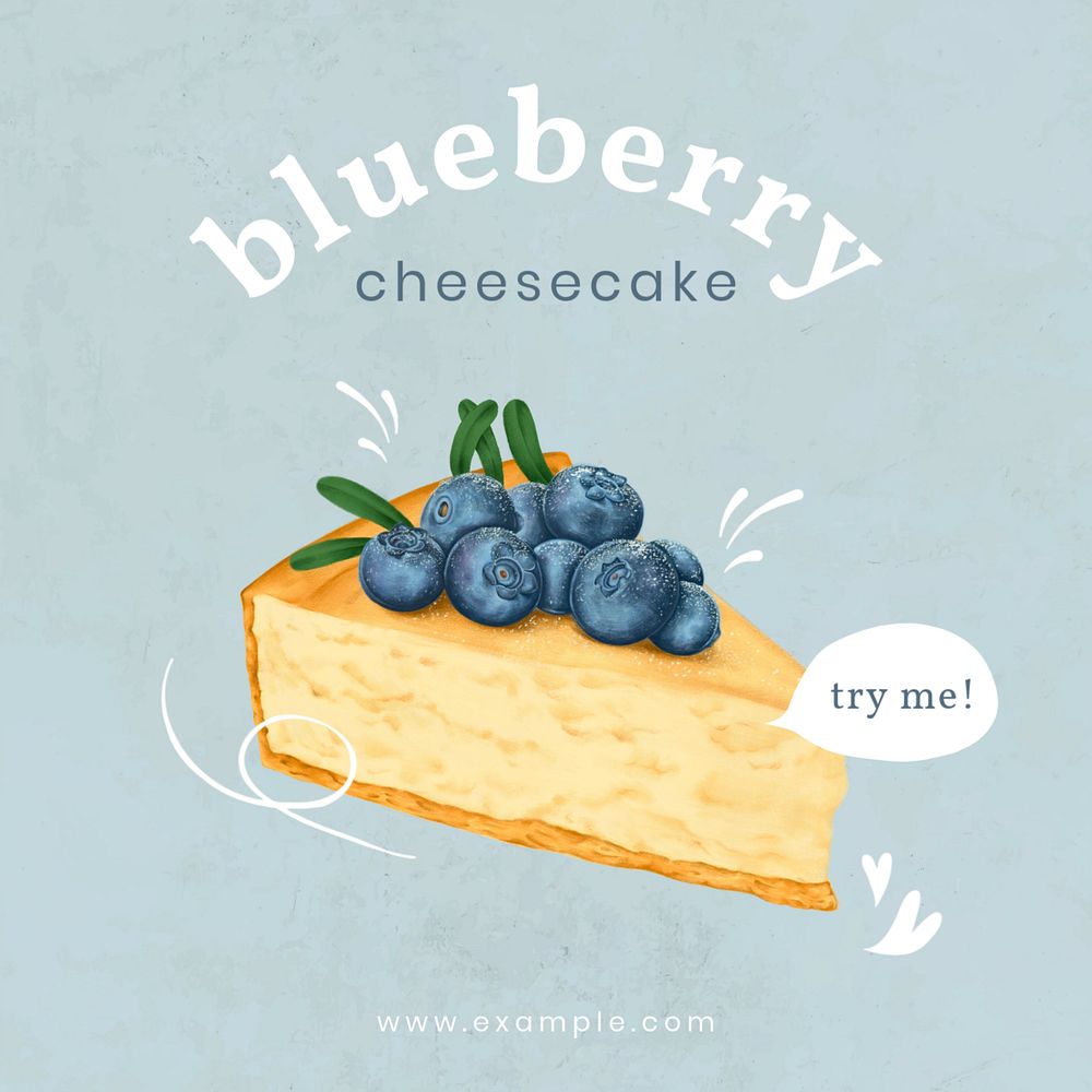 Bakery shop instagram post template, dessert illustration, editable text