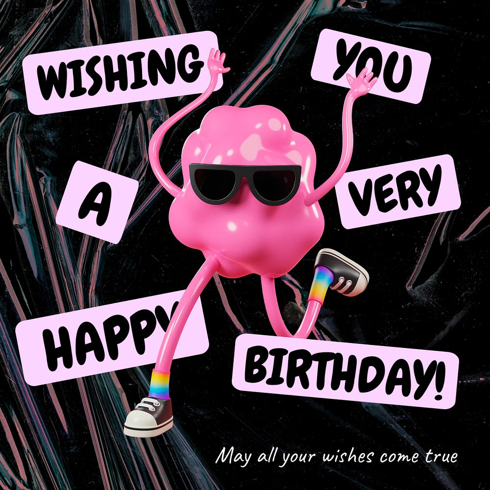 Birthday monster Instagram post template, cute funky design