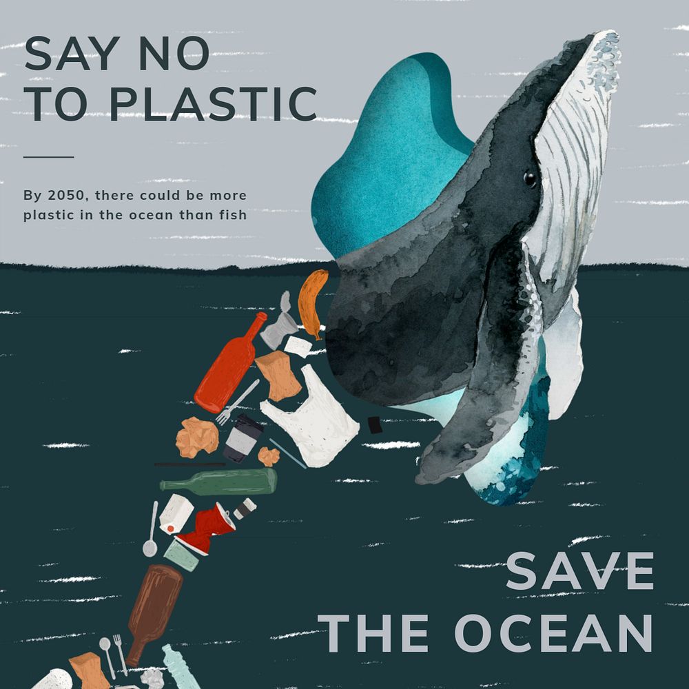 Plastic pollution Facebook post template, editable design