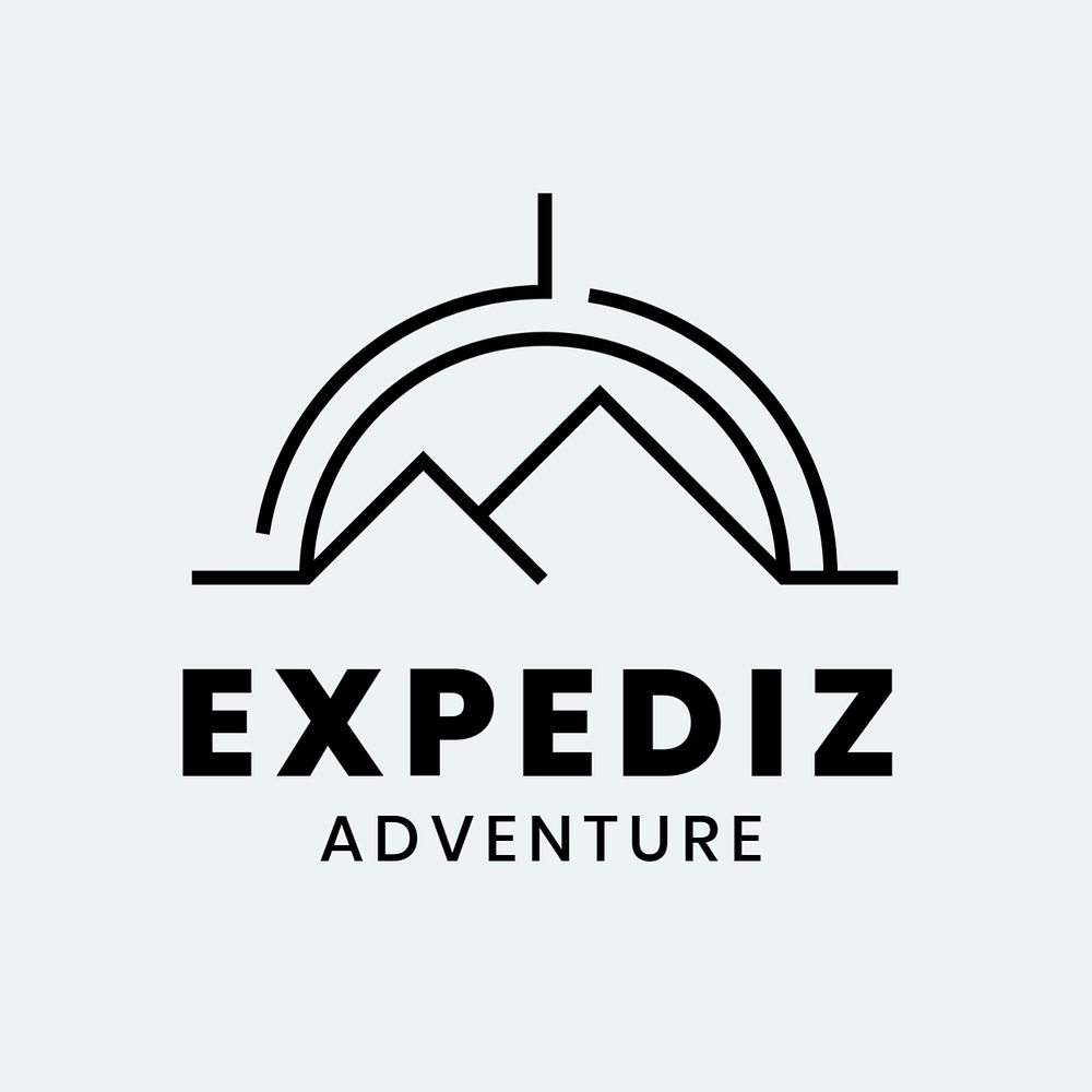 Adventure sports logo template, line art, editable design