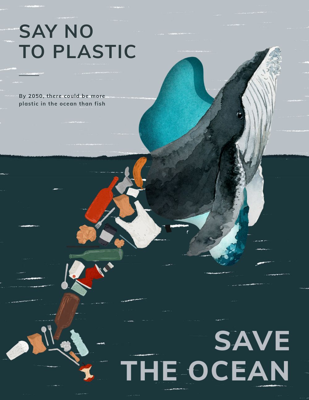 Plastic pollution flyer template, editable design