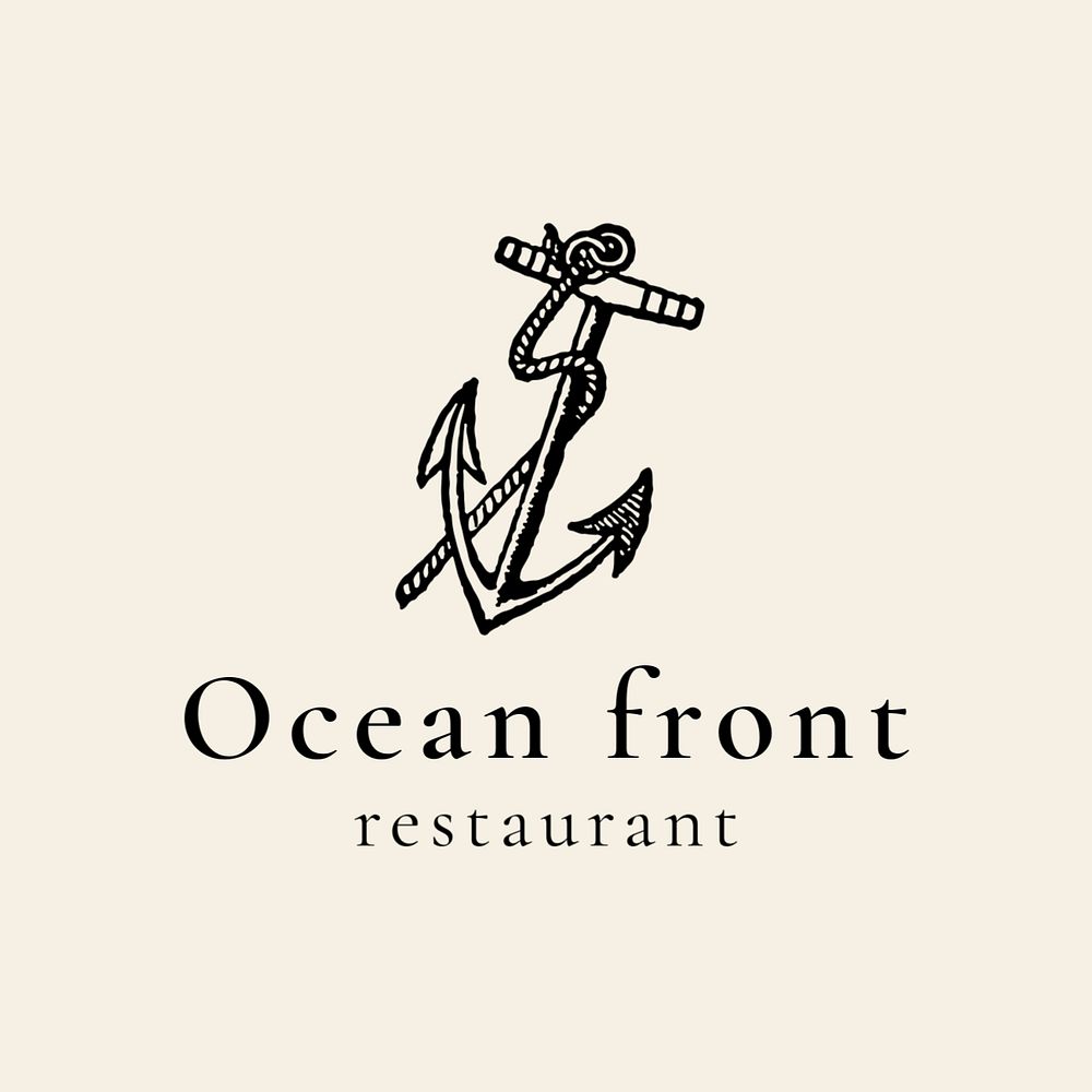 Restaurant logo template, cream editable design